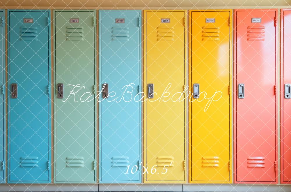Kate Scolaire Casiers Multicolores Toile de fond conçue par Laura Bybee - Kate Backdrop FR