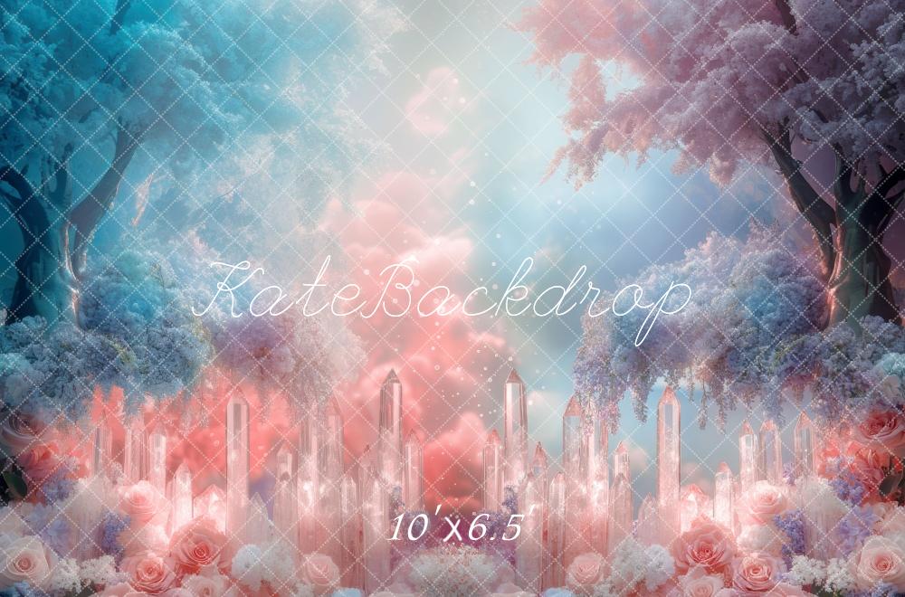 Kate Fantasy Arbres Cristaux Fleurs Pastel Toile de fond conçue par Mini MakeBelieve - Kate Backdrop FR
