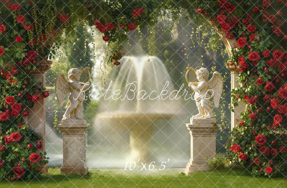 Kate Jardin Roses Fontaine Cour Toile de fond conçue par Emetselch