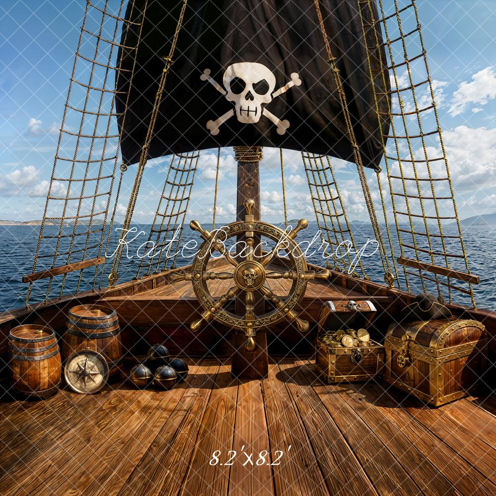 Kate Pirate Navire Trésor Mer Enfant Toile de fond conçue par Emetselch