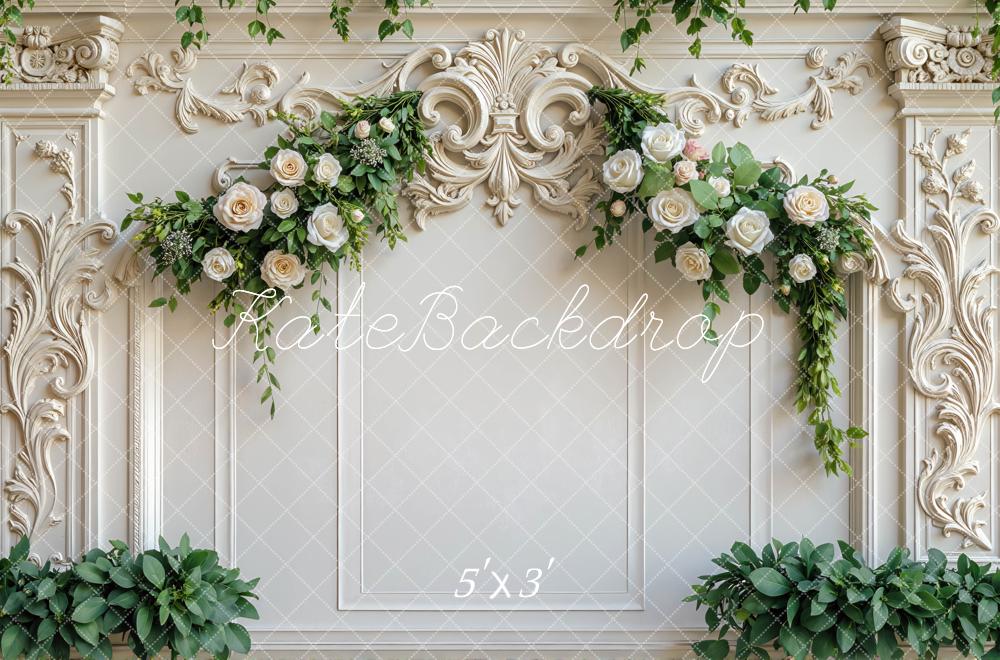 Kate Mariage Fleurs Mur Vintage Ornement Toile de fond conçue par Mini MakeBelieve