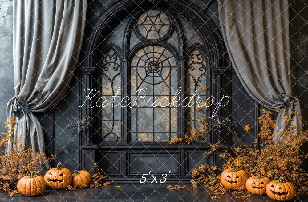 Kate Halloween Citrouilles Fenêtre Rideaux Toile de fond conçue par Emetselch - Kate Backdrop FR