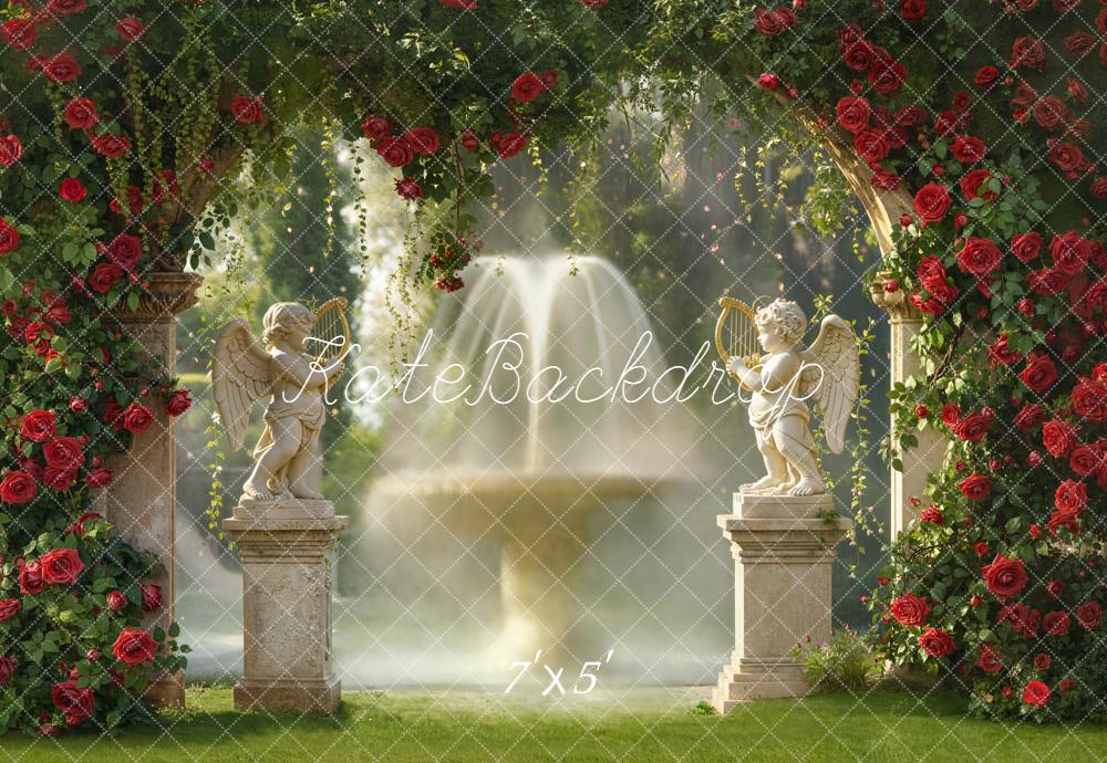Kate Jardin Roses Fontaine Cour Toile de fond conçue par Emetselch