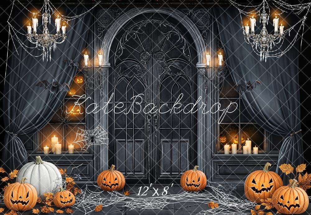 Kate Halloween Citrouilles Chandelles Toile de fond en Laine conçue par Emetselch - Kate Backdrop FR