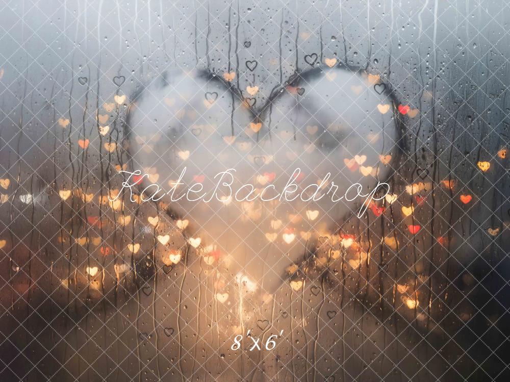 Kate Bokeh Cœurs Vitre Pluie Toile de fond conçue par Mini MakeBelieve