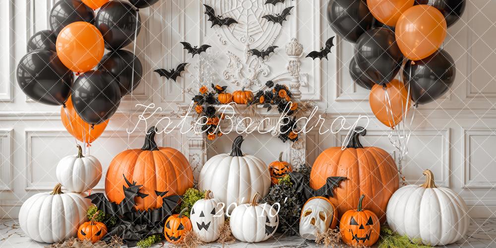 Kate Halloween Citrouilles Cheminée Ballons Toile de fond conçue par Emetselch - Kate Backdrop FR