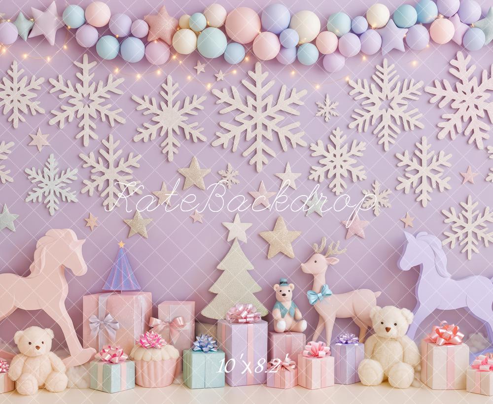 Kate Noël Flocons Cadeaux Licorne Pastel Toile de fond conçue par Patty Roberts