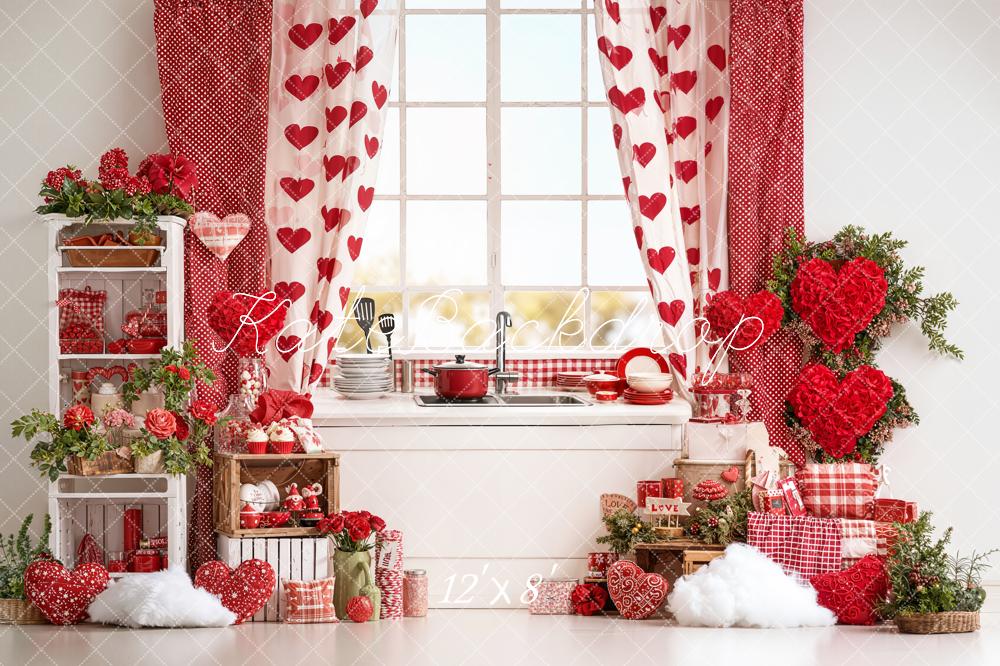 Kate Saint Valentin Cuisine Cœurs Toile de fond en Polar conçue par Emetselch - Kate Backdrop FR