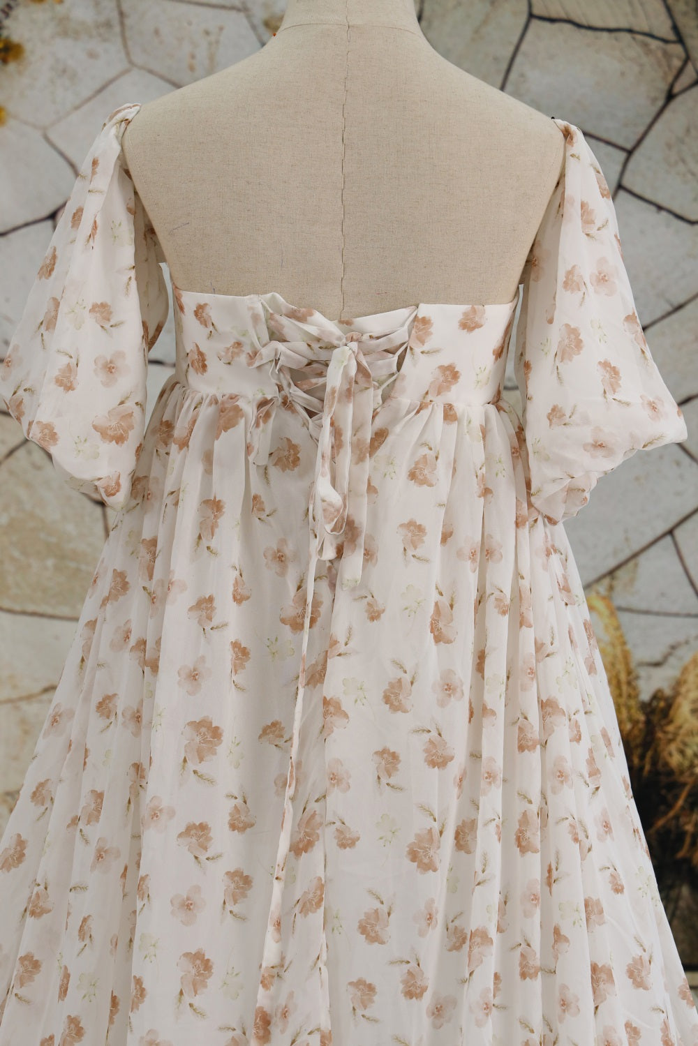 Kate Mousseline Fleur Imprimée Blanc Robe de Grossesse pour Séance Photo - Kate Backdrop FR