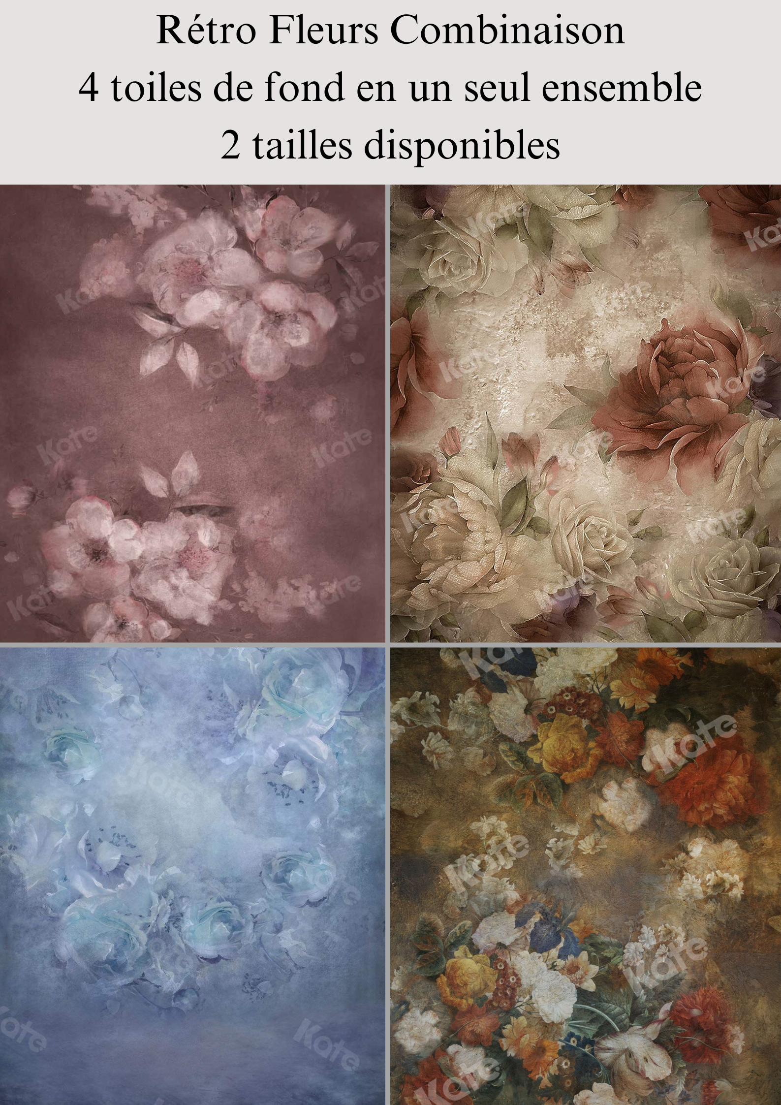 Kate Rétro Fleurs Combinaison Toiles de fond pour la photographie - Kate Backdrop FR