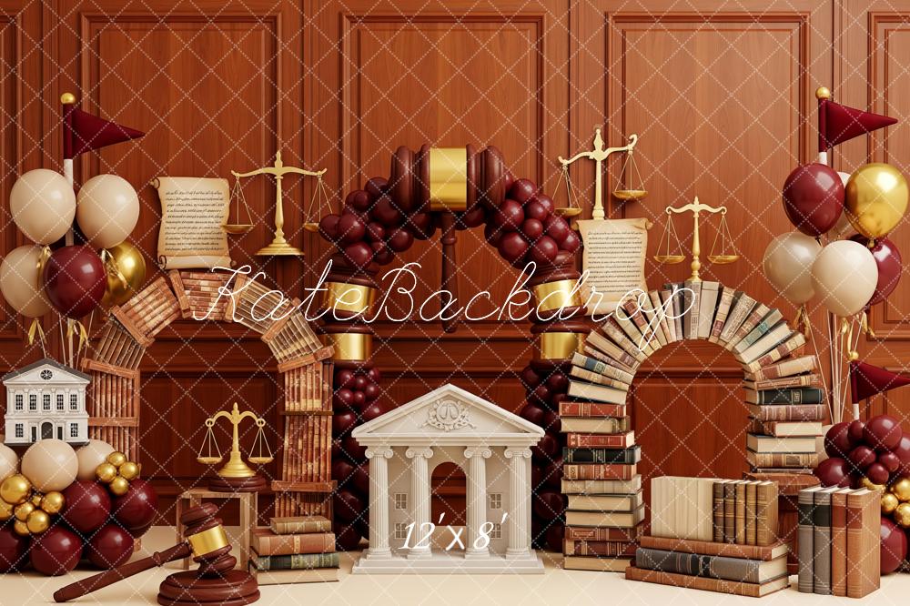 Kate Droit Tribunaux Livres Ballons Toile de fond conçue par Patty Roberts - Kate Backdrop FR