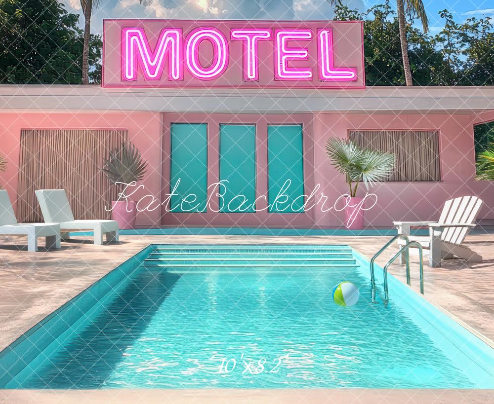 Kate Motel Piscine Rose Rétro Toile de fond conçue par Mini MakeBelieve - Kate Backdrop FR