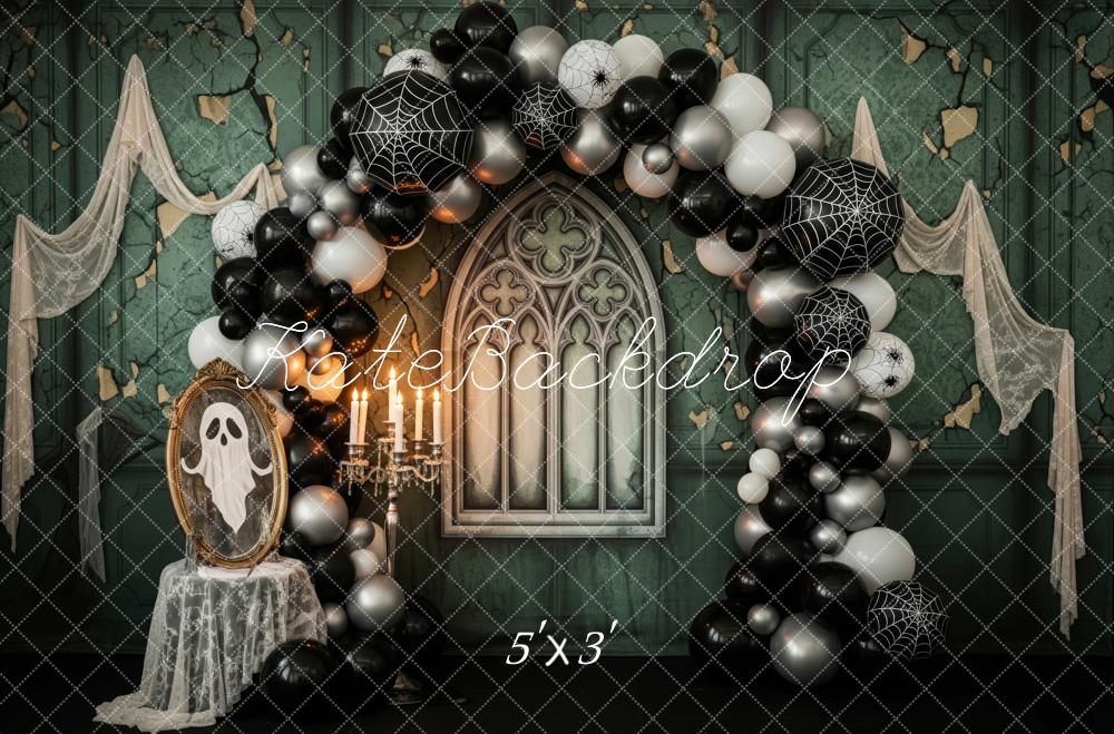 Kate Halloween Arche Ballons Toiles Araignées Toile de fond conçue par Patty Roberts