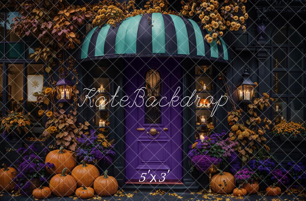 Kate Halloween Citrouilles Fleurs Porte Toile de fond conçue par Emetselch - Kate Backdrop FR