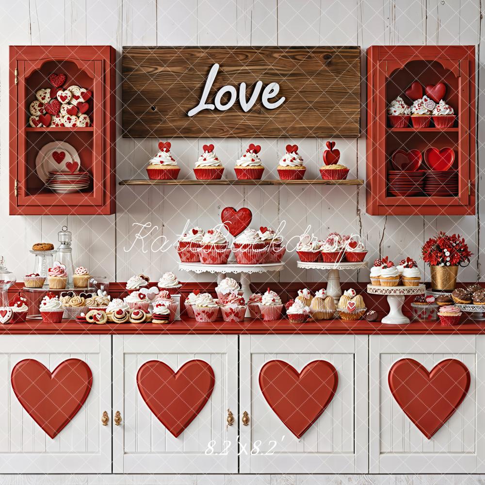 Kate Saint Valentin Cuisine Gâteaux Cœurs Toile de fond conçue par Emetselch - Kate Backdrop FR