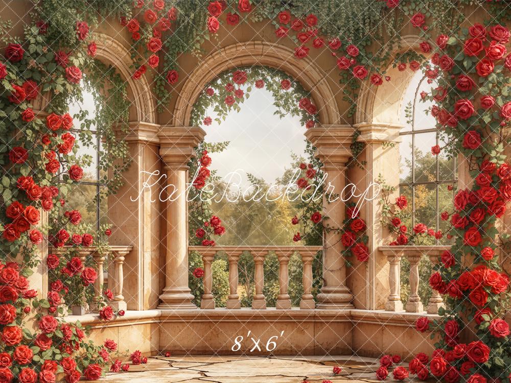Kate Architecture Balcon Roses Romantique Toile de fond conçue par Emetselch - Kate Backdrop FR