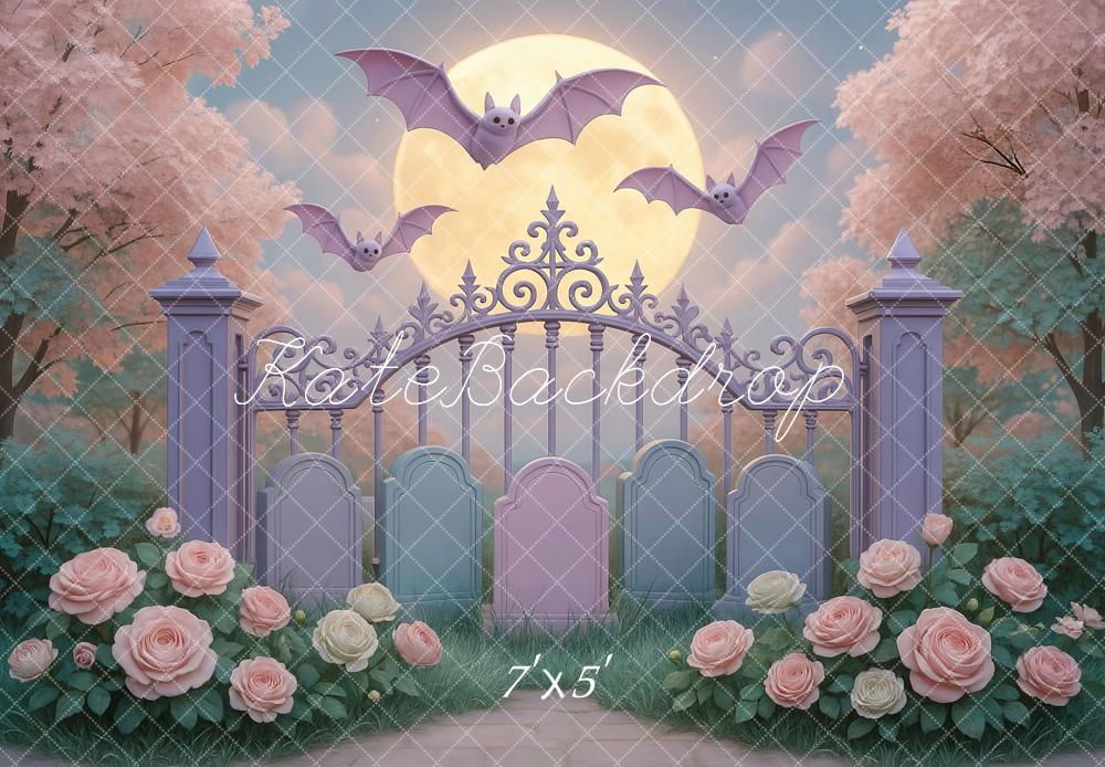Kate Halloween Chauves-souris Jardin Lune Toile de fond conçue par Mini MakeBelieve - Kate Backdrop FR