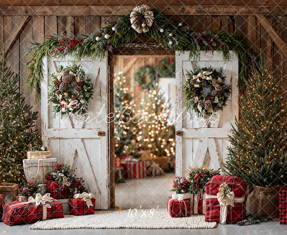 Kate Noël Porte Cadeaux Sapins Toile de fond en Laine conçue par Emetselch - Kate Backdrop FR