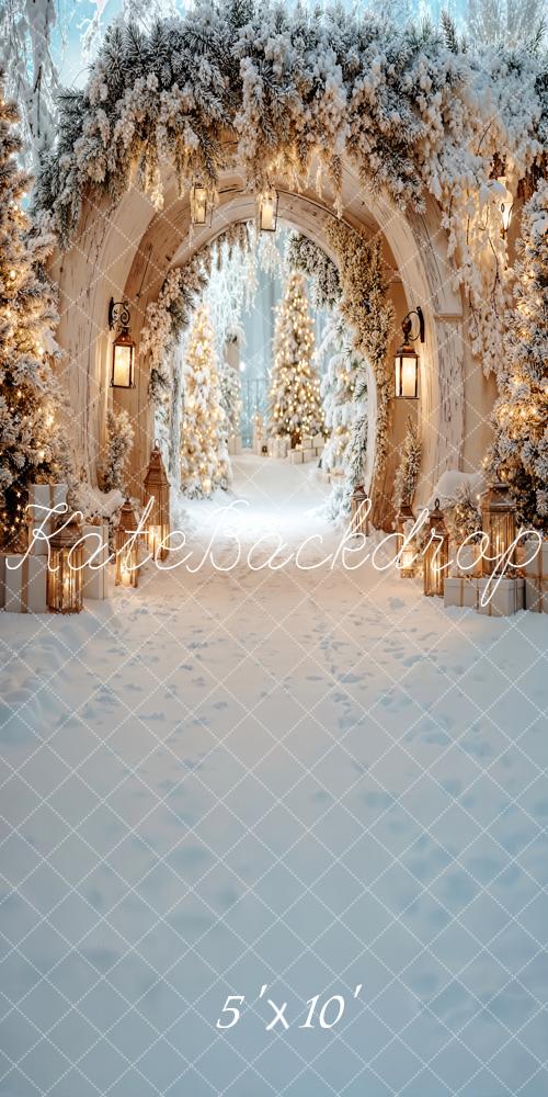 Kate Sweep Mur-à-Sol Noël Arche Neige Lumières Toile de fond conçue par Emetselch - Kate Backdrop FR