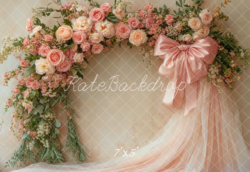 Kate Mariage Arc de Fleurs Rose Tulle Toile de fond conçue par Emetselch
