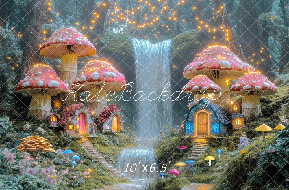Kate Fée Champignon Maison Cascade Toile de fond conçue par Mini MakeBelieve - Kate Backdrop FR