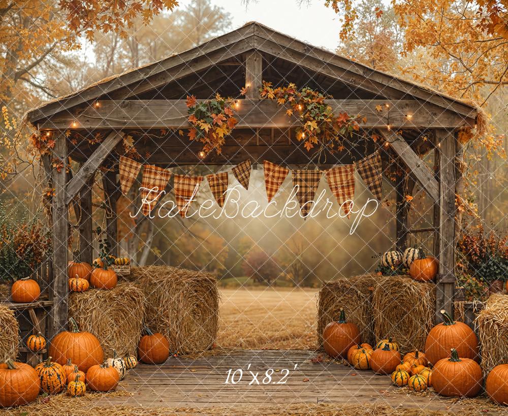 Kate Automne Grange Citrouilles Foin Toile de fond conçue par Emetselch - Kate Backdrop FR