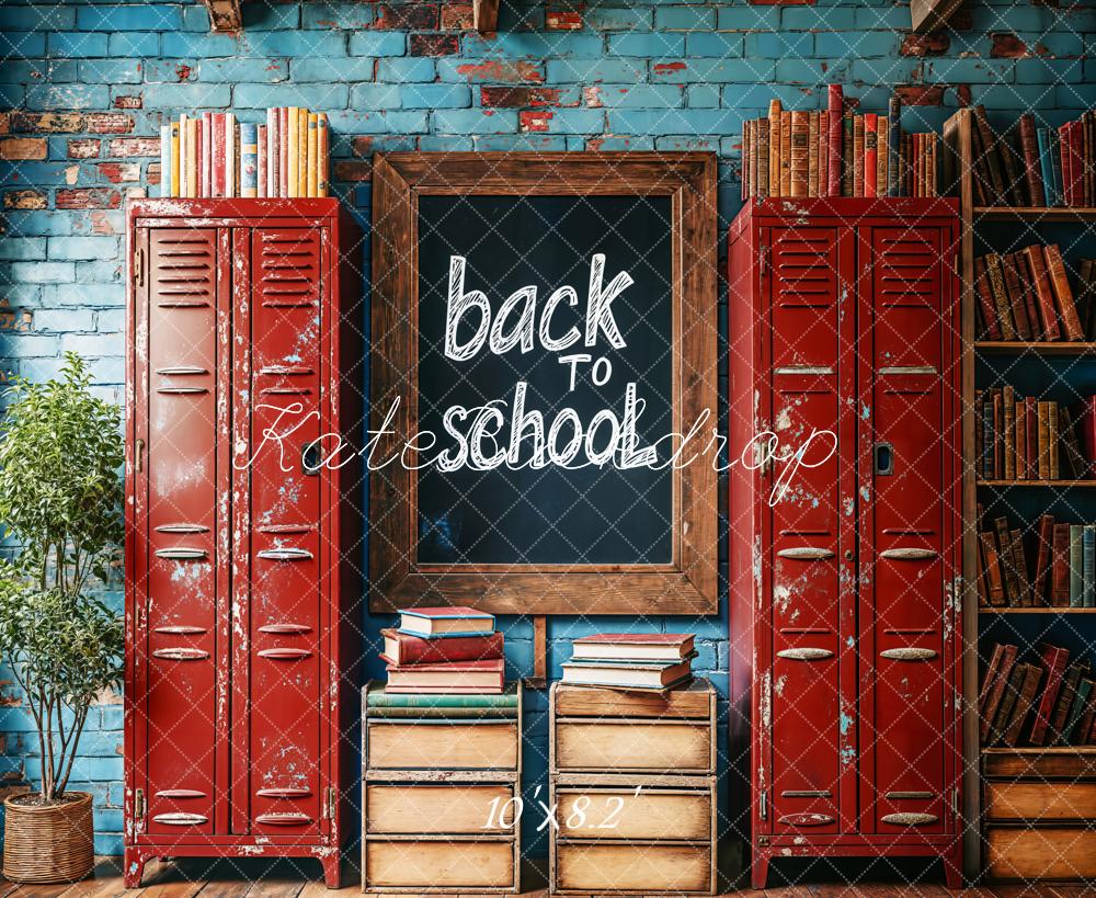 Kate Rentrée Scolaire Casiers Rouges Livres Toile de fond conçue par Emetselch