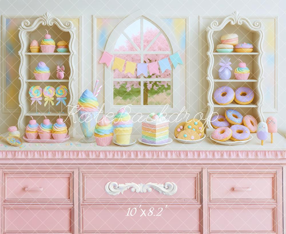 Kate Pâtisserie Gâteaux Donuts Pastel Toile de fond conçue par Mini MakeBelieve - Kate Backdrop FR