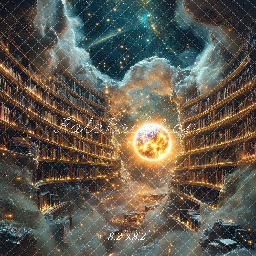 Kate Bibliothèque Magique Nuages Étoiles Toile de fond conçue par Mini MakeBelieve - Kate Backdrop FR