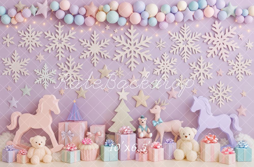 Kate Noël Flocons Cadeaux Licorne Pastel Toile de fond conçue par Patty Roberts