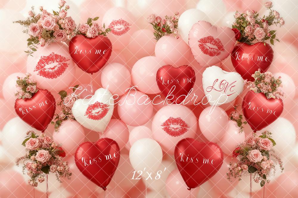 Kate La Saint Valentin Ballons Cœurs Fleurs Toile de fond en Polar conçue par Emetselch