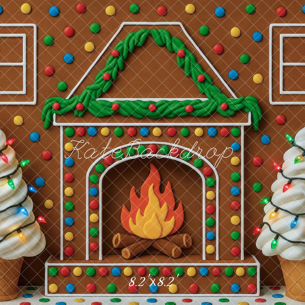 Kate Noël Pain d'Épices Cheminée Glace Toile de fond conçue par Mini MakeBelieve - Kate Backdrop FR