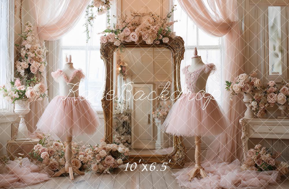 Kate Rose Robes Fleurs Miroir Toile de fond conçue par Ashley Paul - Kate Backdrop FR