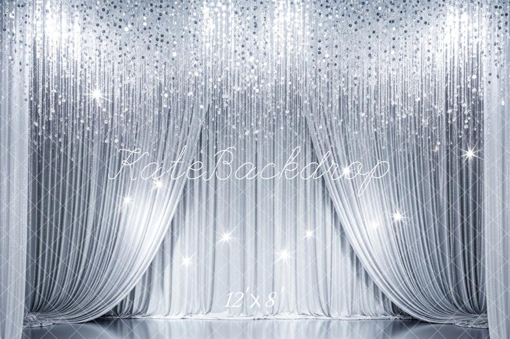 Kate Mode Rideau Argenté Paillettes Scintillant Toile de fond conçue par Patty Roberts
