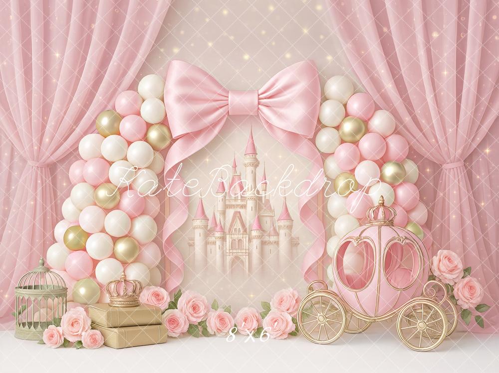 Kate Princesse Château Carrosse Rose Toile de fond conçue par Ashley Paul - Kate Backdrop FR