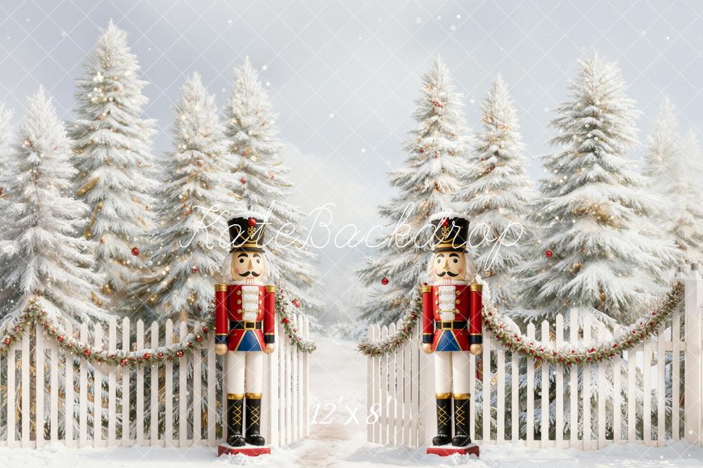 Kate Noël Soldats Casse-Noisette Sapins Neige Toile de fond conçue par Emetselch