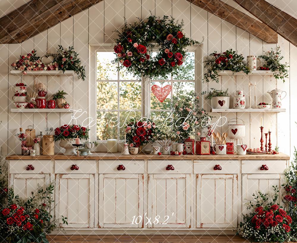 Kate La Saint Valentin Cuisine Fleurs Toile de fond en Polar conçue par Emetselch