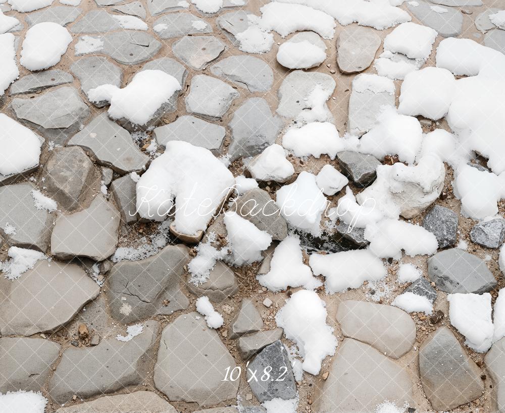 Kate Hiver Pierres Neige Sol Toile de fond conçue par Kate Image - Kate Backdrop FR