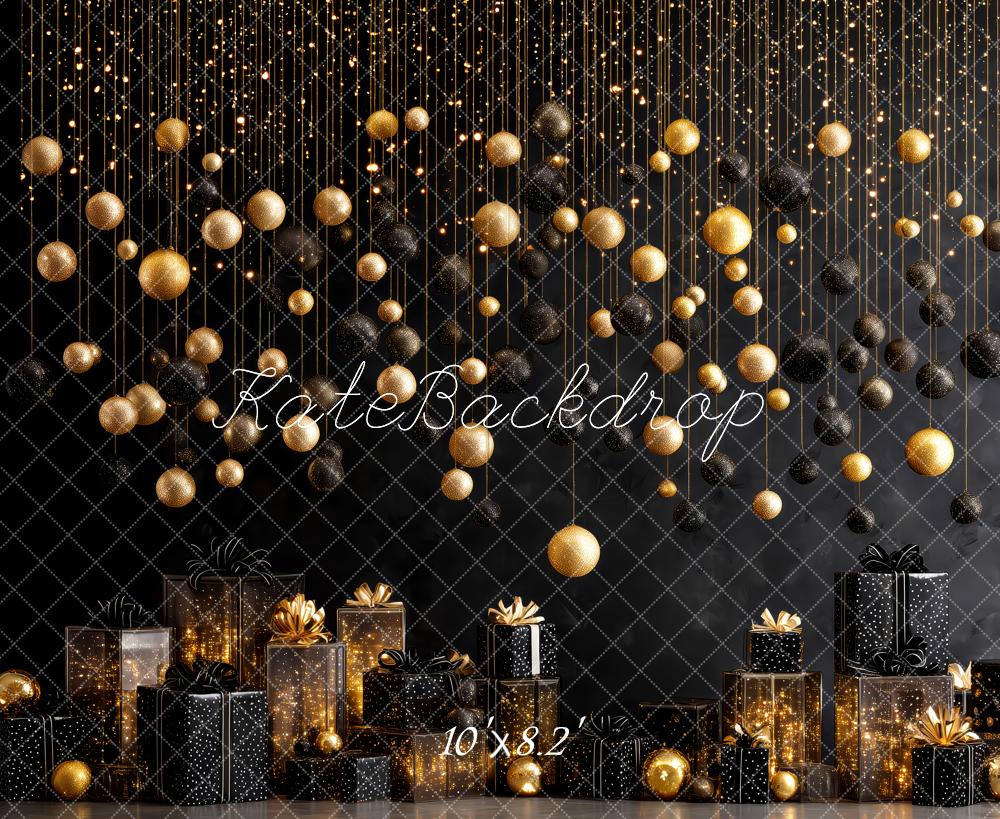 Kate Noël Cadeaux Ornements Or Noir Toile de fond conçue par Patty Roberts - Kate Backdrop FR