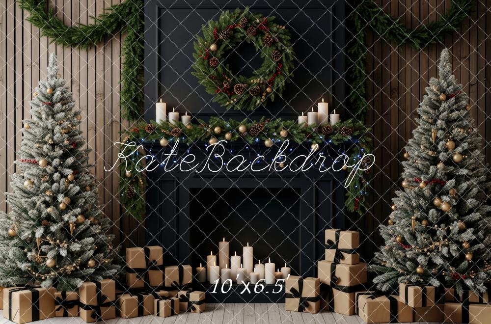 Kate Noël Sapins Cheminée Couronne Toile de fond en Polar conçue par Patty Roberts