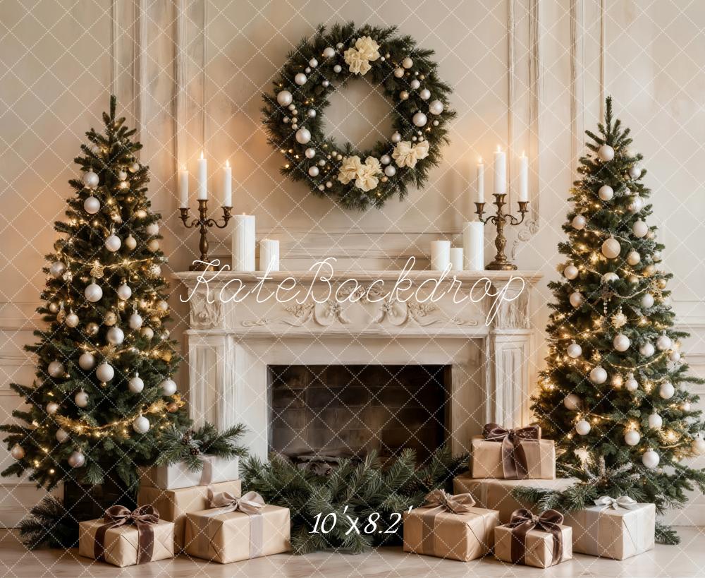 Kate Noël Sapin Cheminée Vintage Toile de fond conçue par Emetselch - Kate Backdrop FR