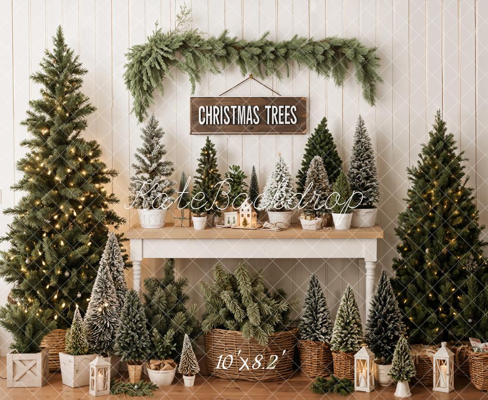 Kate Noël Sapins Lanternes Mur en Bois Toile de fond conçue par Emetselch