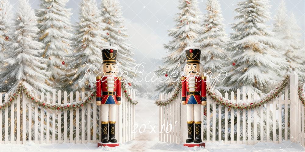 Kate Noël Soldats Casse-Noisette Sapins Neige Toile de fond conçue par Emetselch