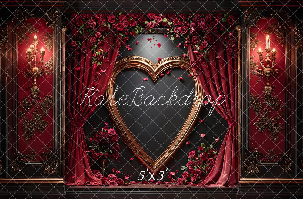 Kate Saint Valentin Coeur Rideaux Roses Toile de fond conçue par Emetselch