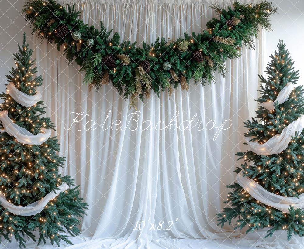Kate Sapins de Noël Rideaux Blanc Toile de fond conçue par Mini MakeBelieve - Kate Backdrop FR