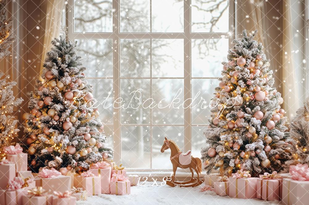 Kate Noël Sapins Cheval Fenêtre Cadeaux Toile de fond conçue par Patty Roberts
