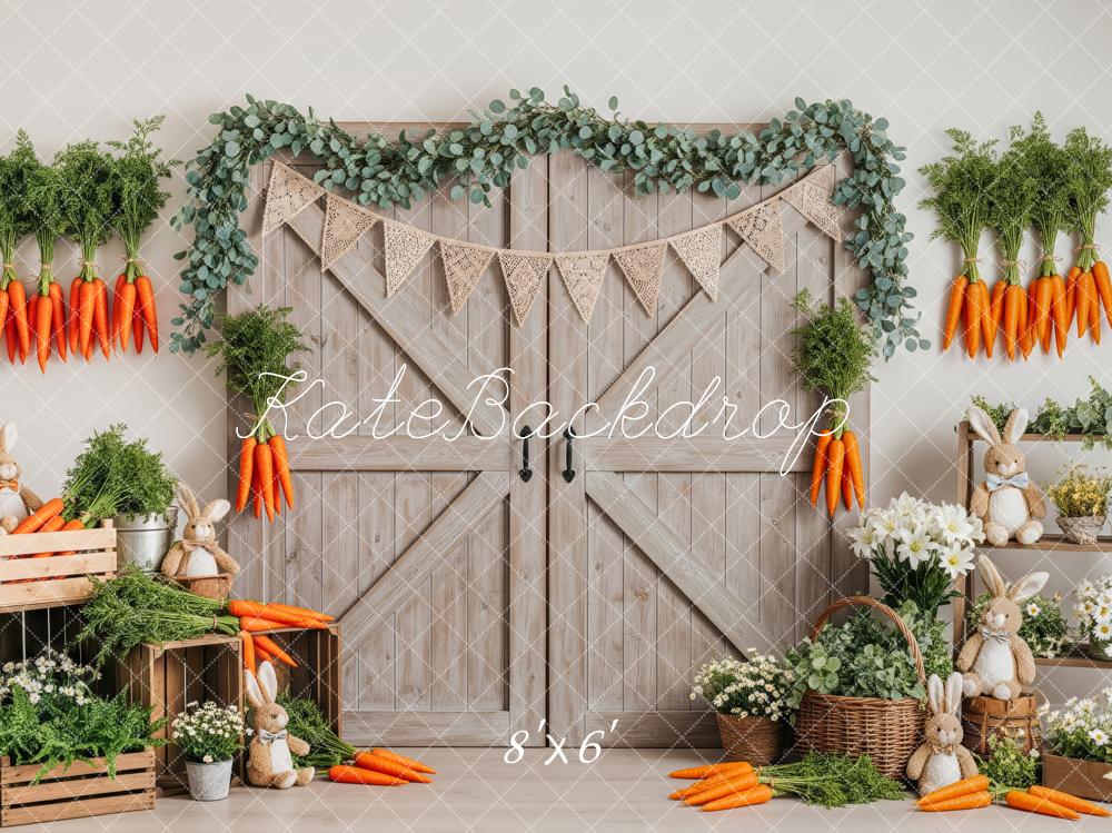 Kate Lapin Pâques Carottes Fleurs Porte Toile de fond conçue par Patty Roberts