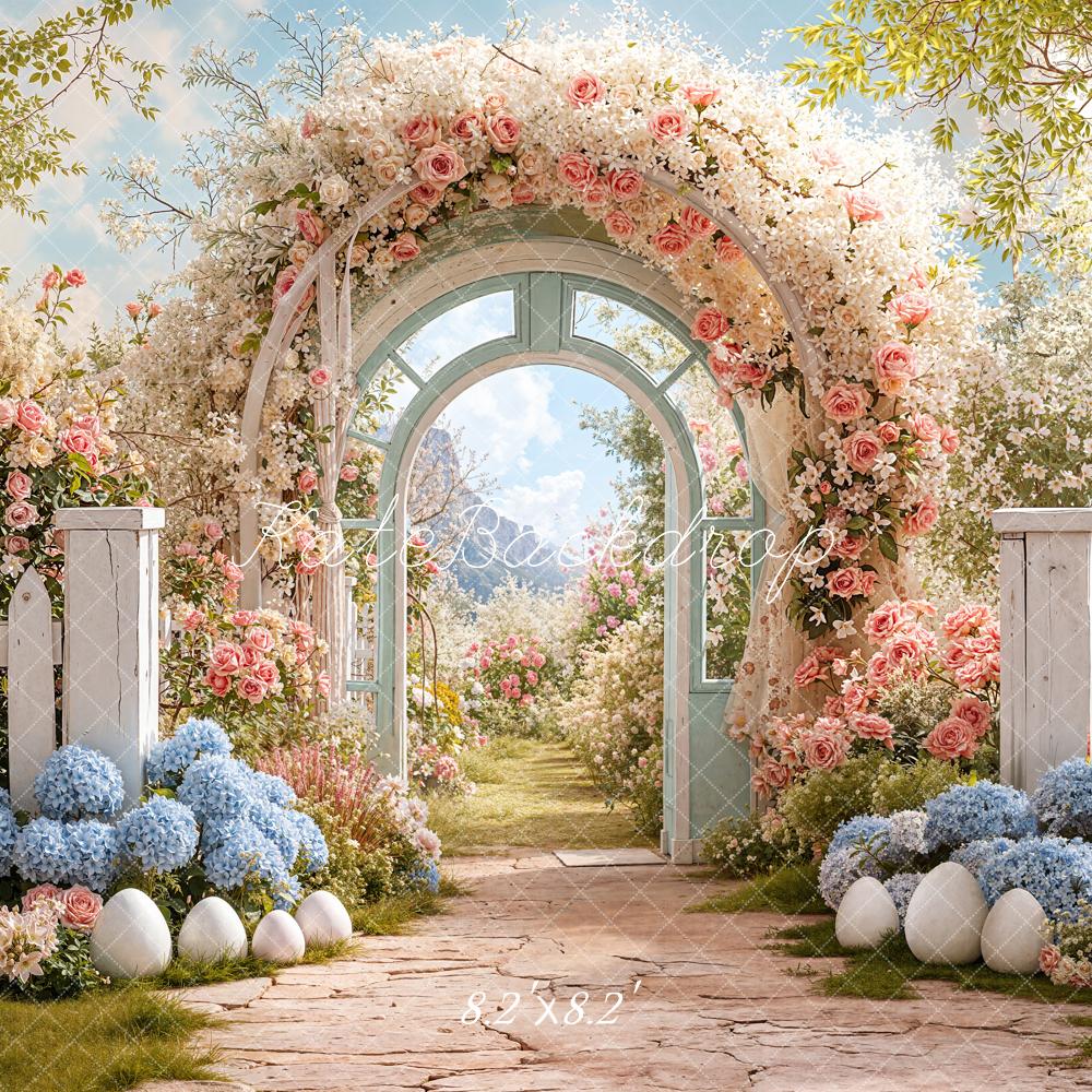 Kate Pâques Fleurs Œufs Arche Jardin Toile de fond conçue par Emetselch
