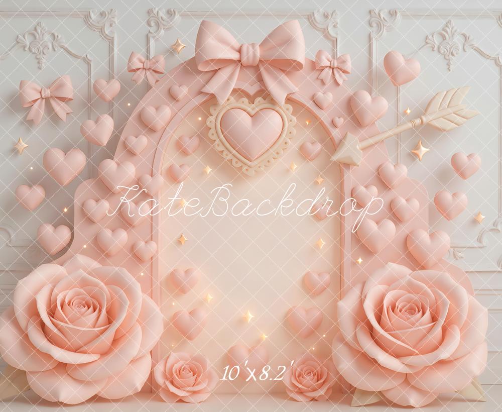 Kate La Saint Valentin Roses Nœuds Cœurs Toile de fond conçue par Mini MakeBelieve