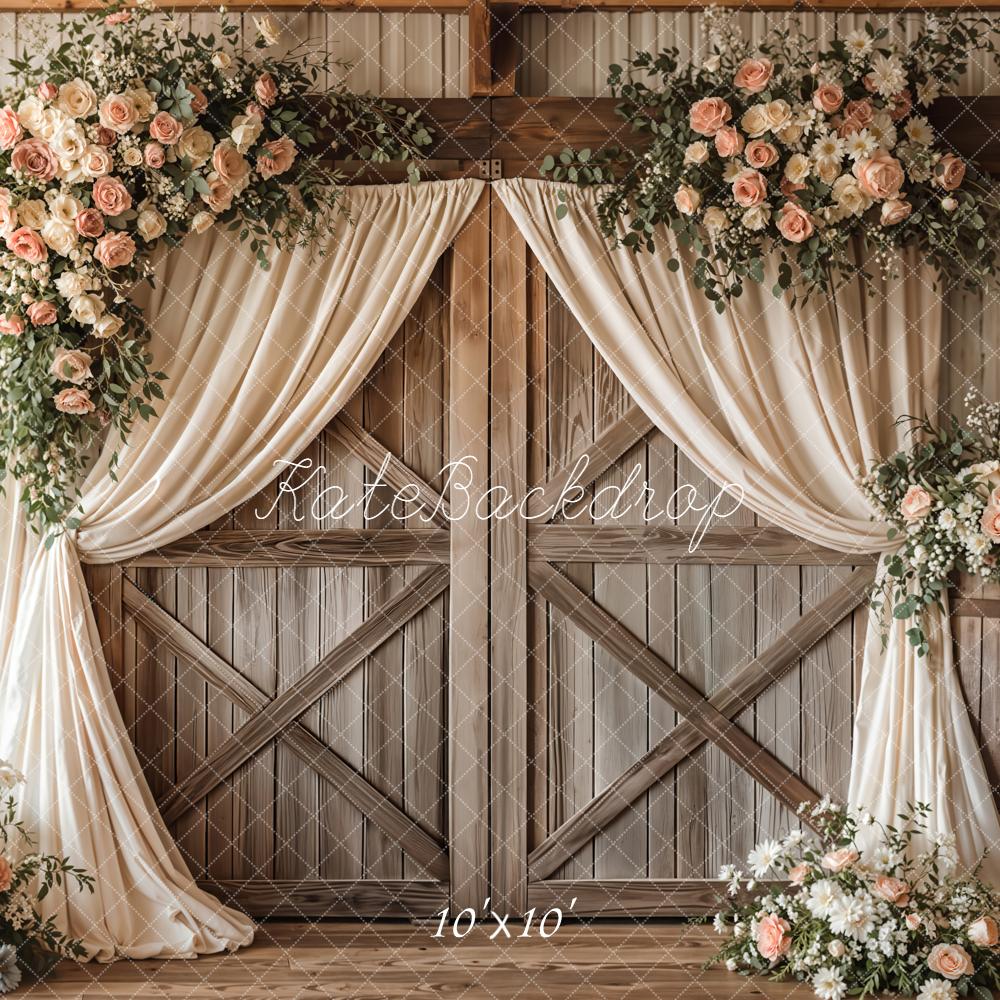 Kate Mariage Porte Fleurs Bois Beige Toile de fond conçue par Emetselch - Kate Backdrop FR